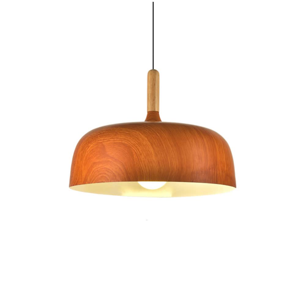 SYAXVOM Nordic E27/E26 Base Pendant Light - Adjustable Decorative Chandelier for Restaurant & Home, Reddish Brown Wood and Metal Ceiling Fixture(Reddish Brown)