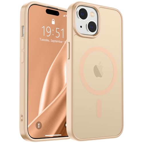 Image of SUPFINE Magnetic for iPhone 15 Case (Compatible with MagSafe) (Military Grade Drop Protection) Slim Translucent Matte Shockproof with Anti-Fingerprint Phone Case, Sand Pink