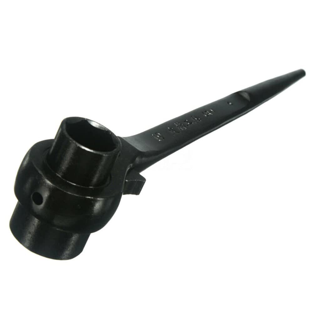 TOP-VIGOR Ratchet Podger Spanner Steel Erecting Scaffold Tool Wrench Double Socket 19x21mm, Black, 19-21 mm