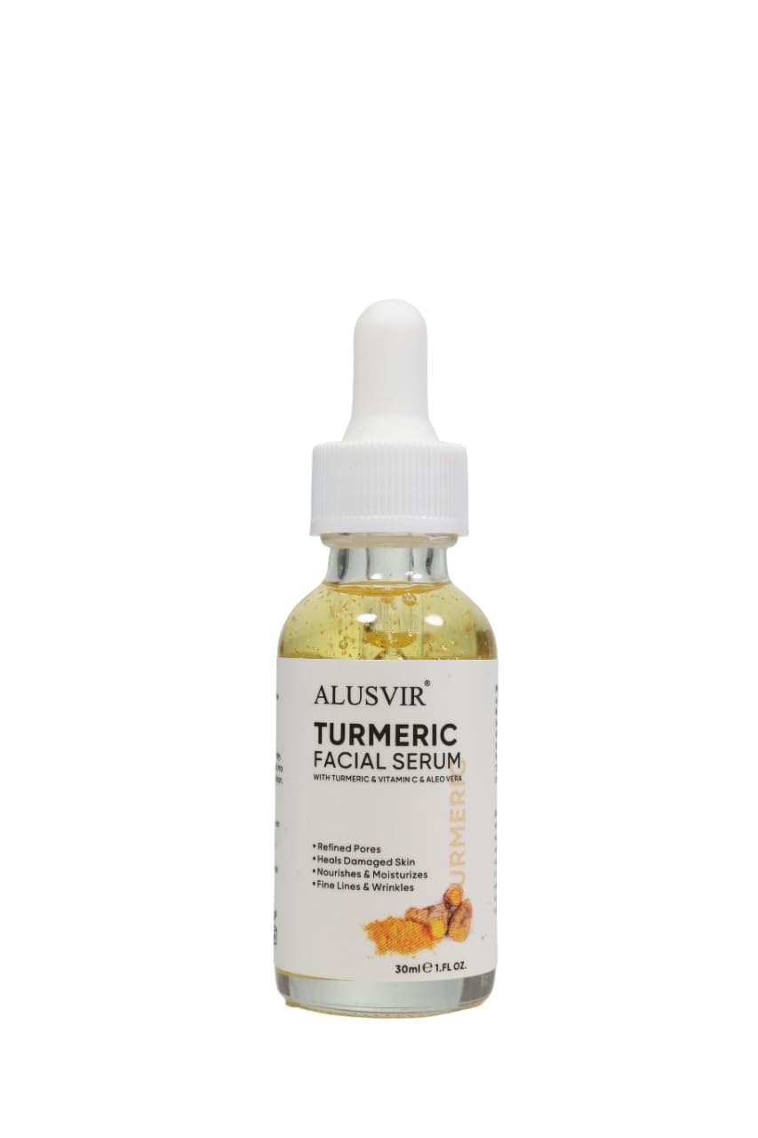 ALUSVIR Korean Skin Care Turmeric Facial Serum | Natural and Organic | Moisturiser | Radiant | All Skin types | Skin Care | Skin rejuvenating | Cream | Vitamin C