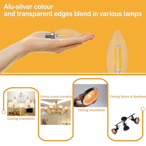 WSMCN E14 C35 LED Lampadine, 4.5W Equivalenti a