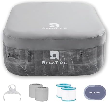 Inflatable Hot Tub 2-3 Person, Portable Outdoor Spa, Square