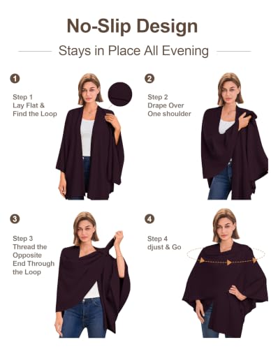 Image of PULI Womens Cross Front Poncho Shawl Wrap Elegant Wedding Formal Gift