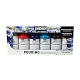 Pébéo Acrylic Pouring Paint Starter Kit - Art and Painting Supplies, Ready-To-Pour Fluid Medium, 118 Milliliter Bottles, Set of 6 Assorted Colors