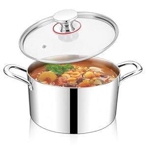 HaWare Kochtopf, 22cm Topf Induktion aus 3-Lagen Edeastahl, 4, 8L Kochtöpfe Nudeltopf mit Glasdeckel für alle Herdarten, Suppentopf Fleischtopf zum Kochen, Gesund & Unbeschichtet, Spülmaschinenfest