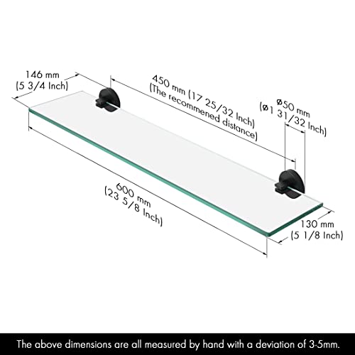 Kes Glass Bathroom Shelf, 23.6 Inches Glass Shelf For Bathroom With Tempered Glass Floating Shelves Bathroom Wall Mount Sus 304 Stainless Steel Matte Black, A2024S60-Bk #TOP2