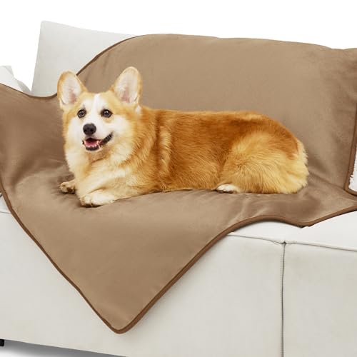 Image of Bedsure Waterproof Dog Blankets for Large Dogs - Large Cat Blanket Washable for Couch Protection, Sherpa Fleece Puppy Blanket, Soft Plush Reversible Throw Furniture Protector, 40 inchX50 inch, Camel