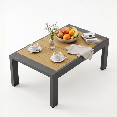 Aoxun Aluminum Patio Coffee Table, All-Weather Outdoor Metal Coffee Table