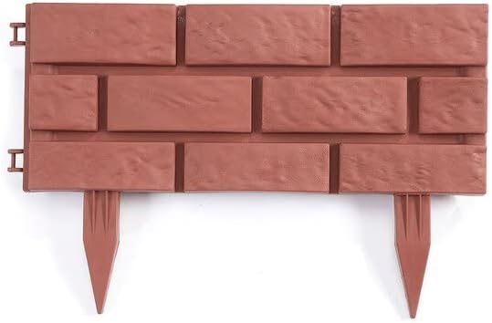 Brick Effect Garden Edging | Simply Hammer in Using the Attached Stakes | Lawn or Flower Bed Border | L43cmxH17.5cm (without stakes). Stake length 11.5cm | Easylife Lifestyle Solutions | Pack of 4