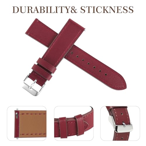 Premium Italy Leather Bands Compatible with Samsung Galaxy Watch 7 6 5 4 40mm 44mm, Galaxy 5 Pro 45mm, Galaxy Watch 6 4 Classic Active 2, 20mm Leather Watch Soft Replacement Strap for Women Men