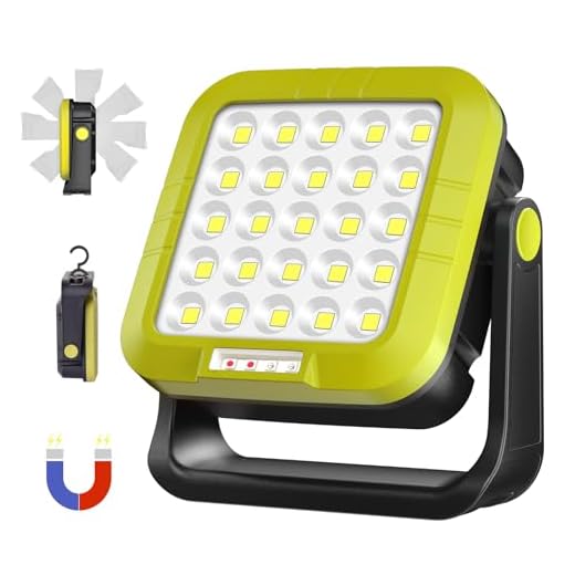 Masmejor 30W Rechargeable LED Work Light- 1500LM Portable Magnetic Lights, 7 Light Modes, 360° Rotating, IP44 Waterproof floodlight for Outdoor, Auto Repair, Emergency, Garage, Power Outages, Camping