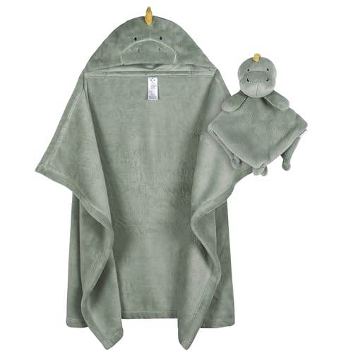 Gerber Baby Unisex Hooded Wearable Blanket & Security Blanket Set, Dino Time, One Size
