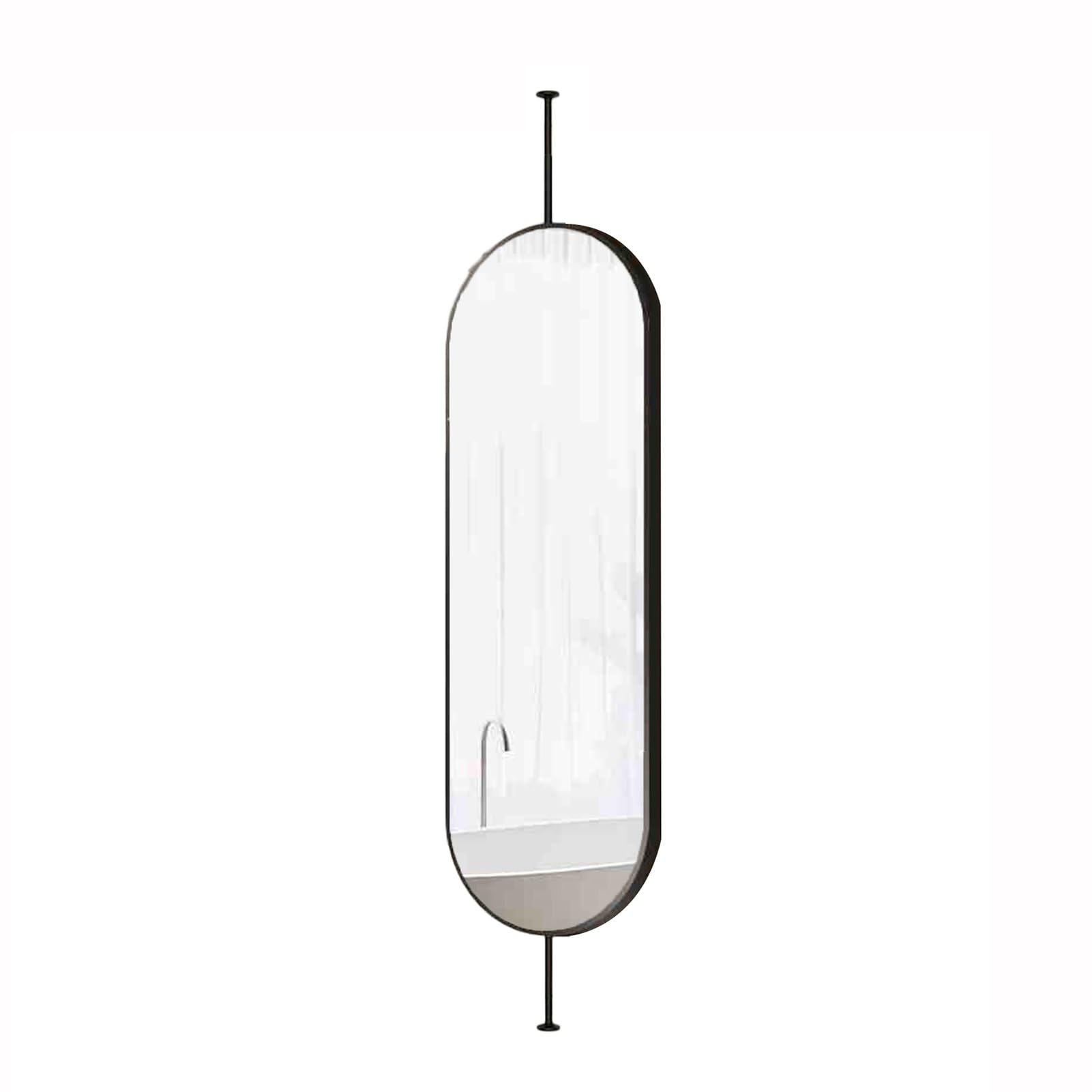 Miroir ovale mural noir 50x90 cm suspendu pour l'entrée élégante