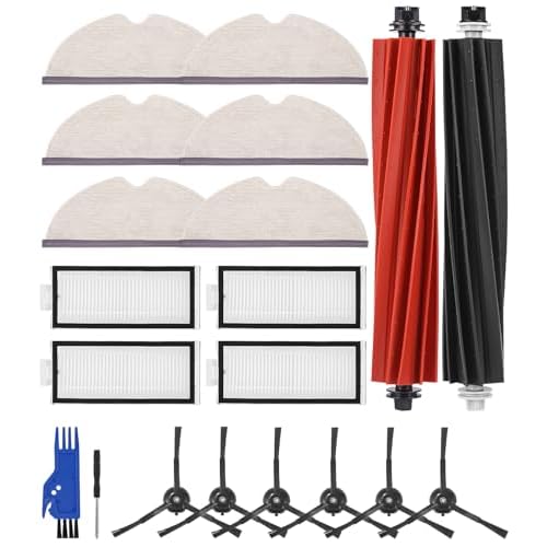 SOBEAU Zubehörset für Roborock Q5 Pro/Q5 Pro+/Q8 Max+/Q8 Max Saugroboter, 2 Hauptbürste, 4 Hepa-Filter, 6 Wischtücher, 6 Seitenbürsten, 1 Reinigungsbürste, Ersatzteile Zubehör