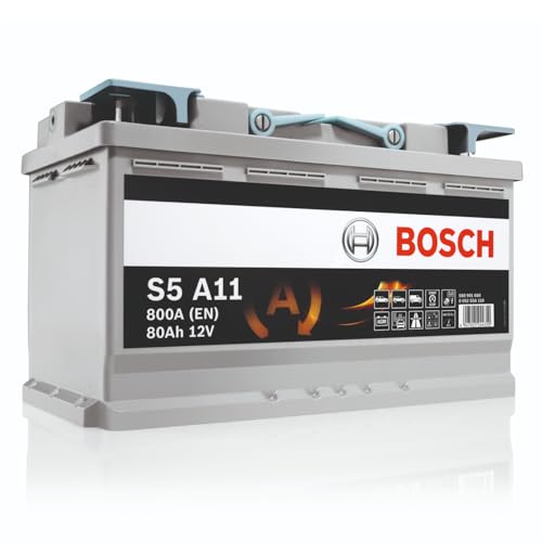 Bosch S5 A11 Car Battery 80 A/h - 800 A - 12 V, Type 115, AGM Lead-acid for Vehicles with a...