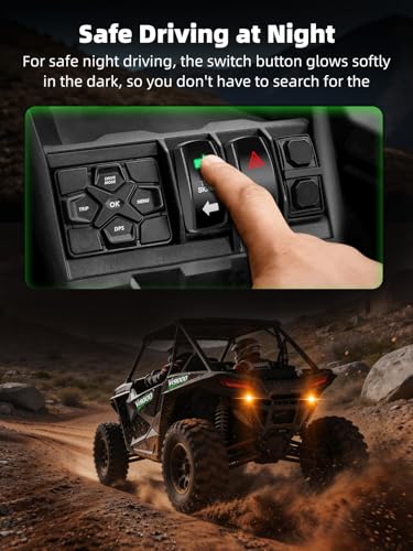 Image of UTV Turn Signal Kit, Pre-Wired, Plug and Play Universal Street Legal UTV Blinker Kits with Rocker Switch, Hazard Light, 110dB Horn, Compatible with Polaris, Can-Am - 4Pods Amber Lights