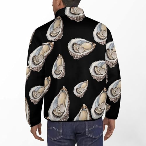 Seafood Oyster Long Sleeve Shirt Casual Stand-Collar Sweatshirts for Men 1/4 Button Up Pullover Polo Sweaters2