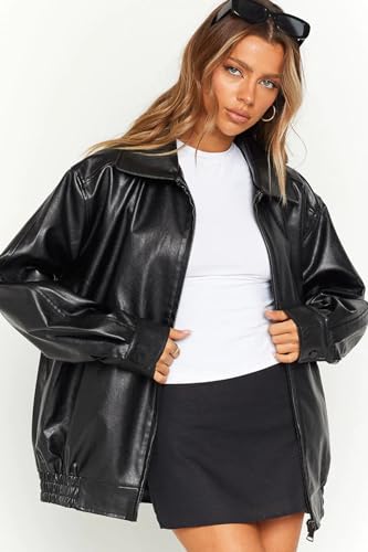 Women's Oversized Jackets 100% Lambskin Leather Plus Size Moto Biker 90s Outfit2