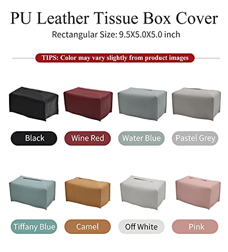 Livelab Tissue Box Cover, Modern Decorative Pu Leather Rectangular Tissue Box Case Organizer Holder For Vanity Countertop, Night Stands, Livingroom, Office Desk & Car 9.5X5X5'' | Off White #TOP4