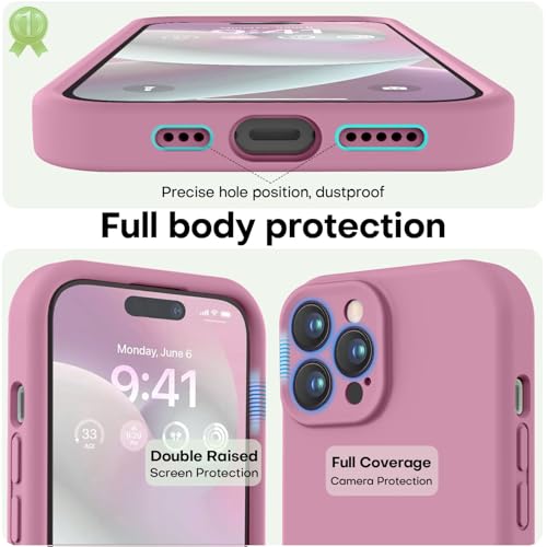 Image of LOVE 3000 Designed for iPhone 14 Pro Max Case, Premium Silicone with [Soft Anti-Scratch Microfiber Lining] Shockproof Protective Phone Case for Men Women Girls 6.7 inch, Lavender Purple