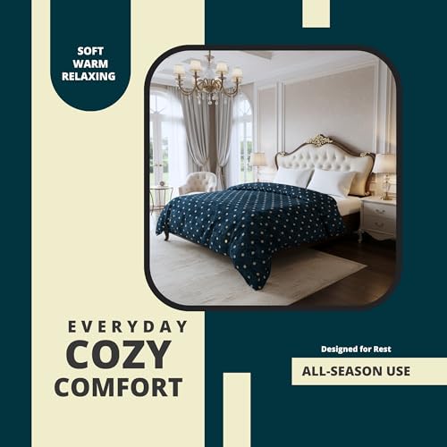 Image of BELVOSTUM280 TC Luxurious Glace Cotton Duvet Cover /Comforter Cover /AC Quilt Cover King Size /Dohar /90 X100 Inches - (Blue.)
