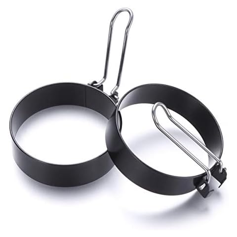Cabilock 2 Stück Edelstahl Runde Eierring Bratform Spiegelei Shaper Pfannkuchenform Hersteller Küche Kochutensilien Cover