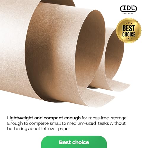 Brown Kraft Paper Roll 24\" x 1800\" (150 feet) with Cutter - USA-Made Quality Paper 50lb Thickness for Wrapping, Packing, Moving, Shipping, & Crafts/Arts - Natural Kraft Material by IDL Packaging
