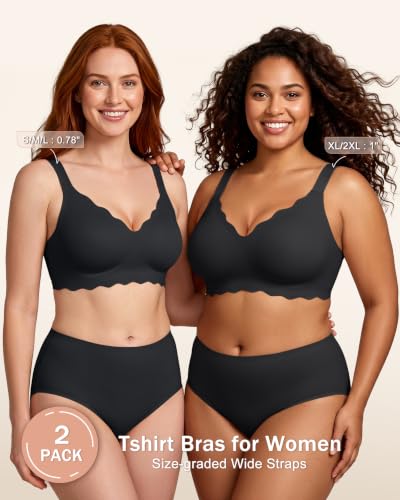 2 Pack Wireless Jelly Bras for Women, Seamless V-Neck with Support - image 7