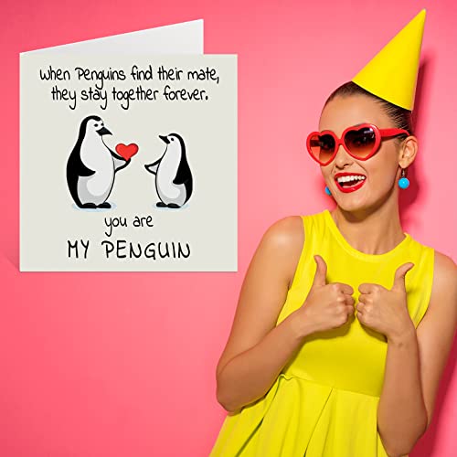 Stuff4 Penguin Anniversary Card - You Are My Penguin - Cute Romantic Birthday Card For Girlfriend Boyfriend Wife Husband Partner Friend Him Her, 5.7 X 5.7 Inch Valentines Greeting Cards For Fiancee #TOP6