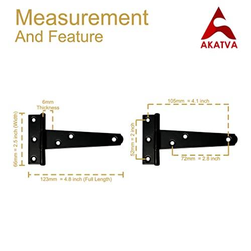 Akatva Doorbell Button With T Hinge Set – 4 Pieces Gate Hinges For Wooden Fences Heavy Duty – Bell Push Button – Doorbell Button Wired – Barn Hinges For Doors – Black Hinges – Oil Rubbed Bronze Finish #TOP4