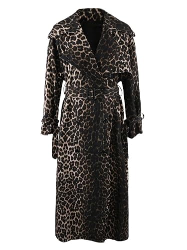 Trench-coat imprimé léopard pour femme veste longue oversize