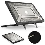 SEYMAC stock Case for MacBook Air 13.6 inch (2025-2022)[A3240 M4/ A3113 M3/ A2681 M2], Shock-Absorbing Protection with Folding Stand &Mouse Pad/Bag Case for MacBook Air 13.6'' (Black)