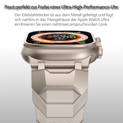 SEURE Strap Compatible with Apple Watch Ultra3/2/1,Series 11/10 46mm,9/8/7 45mm,Series SE2/6/SE/5/4 44mm,Series 3/2/1 42mm with Metal Connector,Soft Rubber Sports Bracelets Replacement Men StarLight T - Image 2