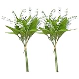 LUOZZY 2 Pcs Artificial Flowers Fake Bellflower Decorations Wedding Flower Arrangement (White)