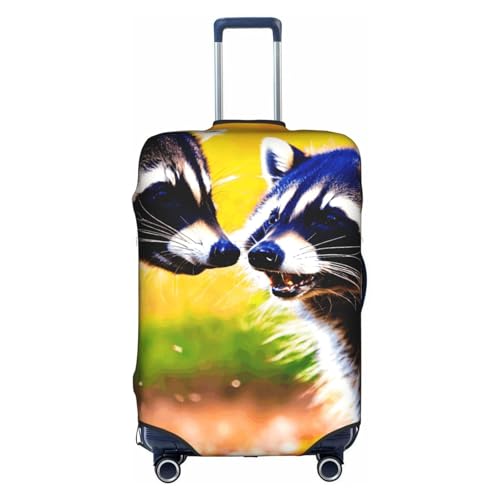 cute raccoon Print Protective Suitcase Cover Washable Travel Luggage Protector with Concealed Zipper
