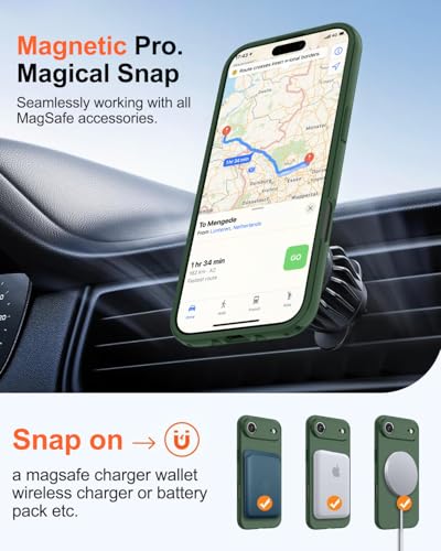 Image of Magnetic for iPhone Air Case,Shockproof Matte Cover,Dark Green | with Screen Protector,Compatible with MagSafe,Military Grade Drop Protection,Full Camera Protection,Non-Slip Design Case