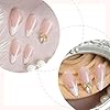 24pcs White French Tip Press on Nails Medium Almond Fake Nails with 3D Bow Acrylic Nails Design Gold Line Stick on Nails French False Nails Kit Full Cover Glue on Nails for Women Nail Decoration