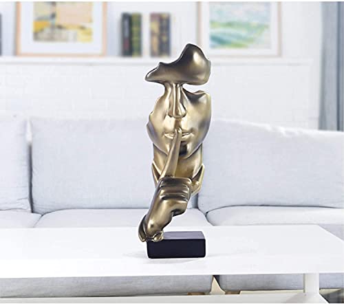 Silence Is Golden Thinker Statue - Handmade Creative Abstract Keep Silent Figurine ,Creative Room Home, Modern Office Decor (Copper) #TOP4