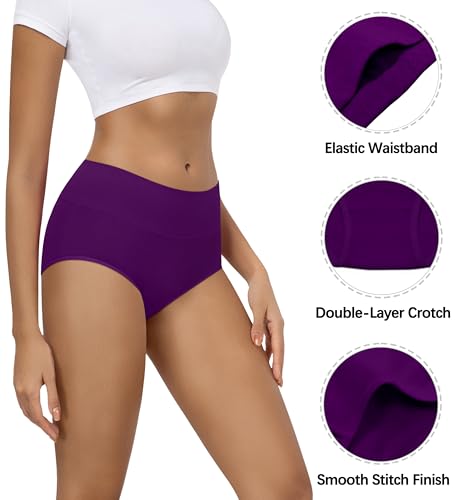 Image of MIRITY Women's High Waist Cotton Underwear - Soft Full Coverage Briefs with Double-Layer Waistedband