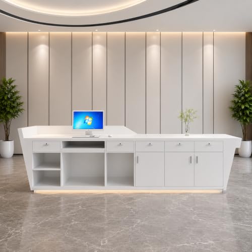 Image of Luxury Curved Reception Desk Counter for Office Lobby, Hotel Reception, Clinic Front Desk, Co-Working Space - (RCT-197 MDFL L8W2)