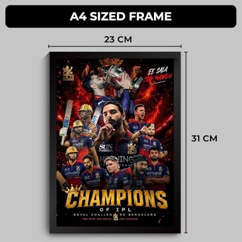 Image of Virat RCB Poster 2026 | Virat Kohli Framed Posters | King Kohli 18 Wall Art | RCB Champions Edition | Cricket Legend | Premium Sports Decor for Cricket Fans | Motivational Wall Poster (F 177)