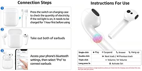 Wireless Earbuds, Wireless Headphones Touch Control With Hi-Fi Stereo Audio, Noise Reduction, Built-in Mic, Wireless bluetooth earphones IPX6 Waterproof Ear buds with Charging Case