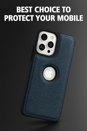 Image of Leather Case for Apple iPhone 15 Pro Premium Protective Stylish Slim Cover with Shockproof Raised Edges Blue
