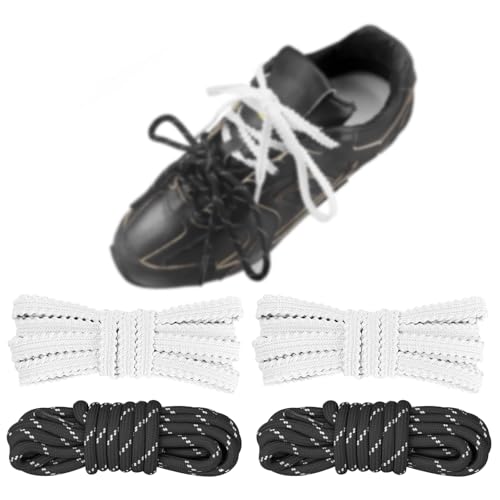 Image of 4Pcs Mixed Color Shoe Laces for Sneaker, Flat Leather Round Shoelaces Replacement Laces kit