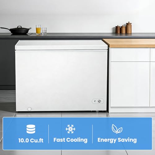 Image of Kismile 10.0 Cubic Feet Chest Freezer, Deep Freezer for Home, White