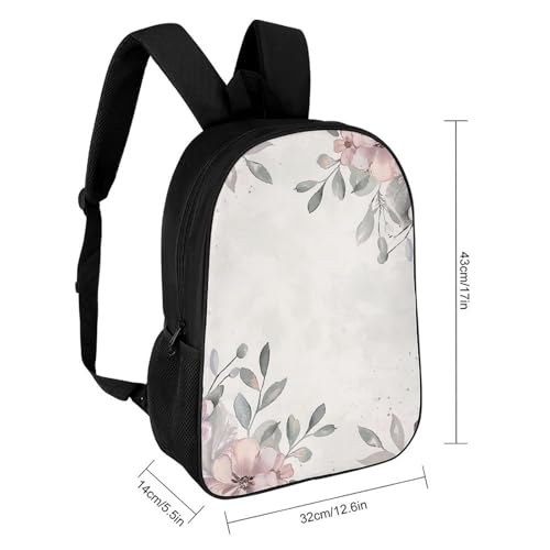 Light Gray Flowers Backpack - Durable 600D Polyester, 17 Inch Backpack with Ergonomic Adjustable Straps, Lightweight Travel Bag for Men & Women2