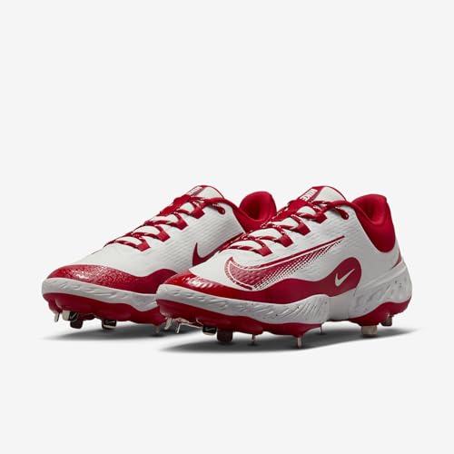 Nike Nike Alpha Huarache Elite 4 Low Baseball Cleats (FD2745-109, White/University Red) Size 7