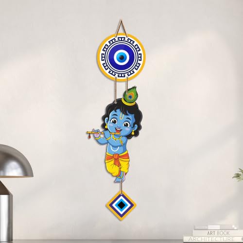 Image of Artvibes Bal Krishna Evil Eye Wall Hanging for Home Entrance Decor | Nazar Battu Protection Hanging for Living Room Bedroom Temple Office | Vastu Positive Energy Decorative Gift (WH 8570N)