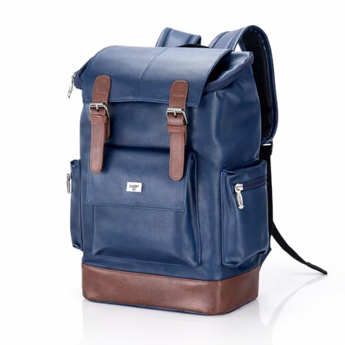 Image of LOGGIN 15.6 Inch Unisex Laptop Backpack for Men & Women | Premium Vegan Leather Water-Resistant Bag | Stylish Office, College & Travel Backpack with Anti Theft Design Multiple Pockets