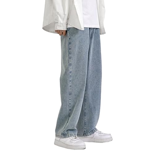 Men's Vintage Straight Loose Fit Jeans Causal Classic Hiking Denim Pants Washed Comfort Outdoor Jeans Trouser